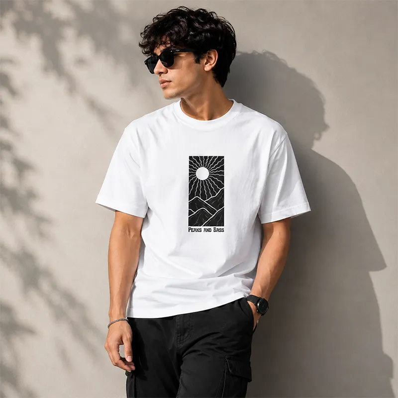 Peaks & Bass – Sunlit Summit Graphic Printed T-Shirt