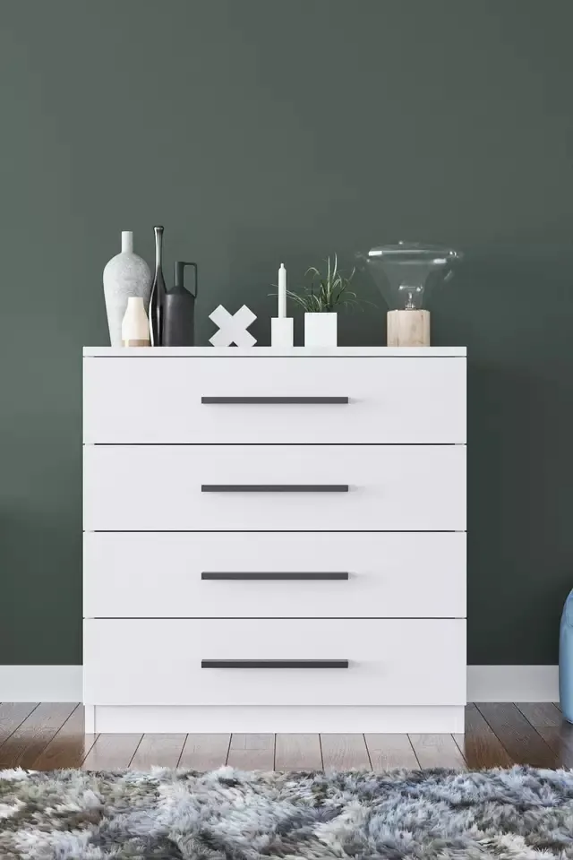 Modern White Four-Drawer Chest