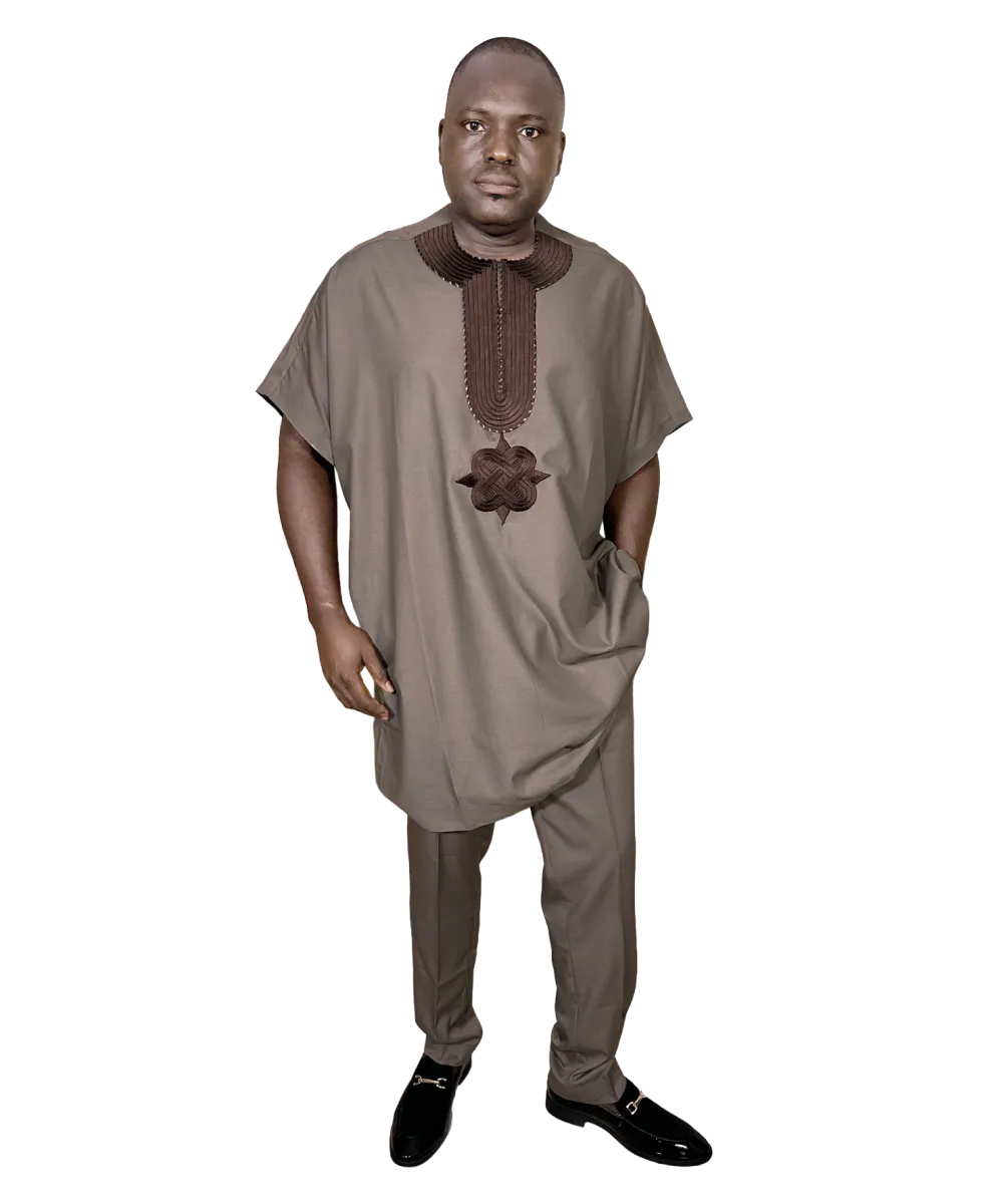 BABATUNDE Men’s African Kaftan – Brown Premium Traditional Wear | MP Collections