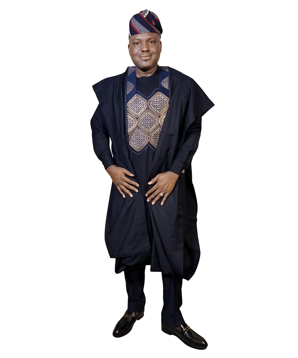 ADEWALE Men’s African Agbada – Navy Blue Embroidered Traditional Wear | MP Collections