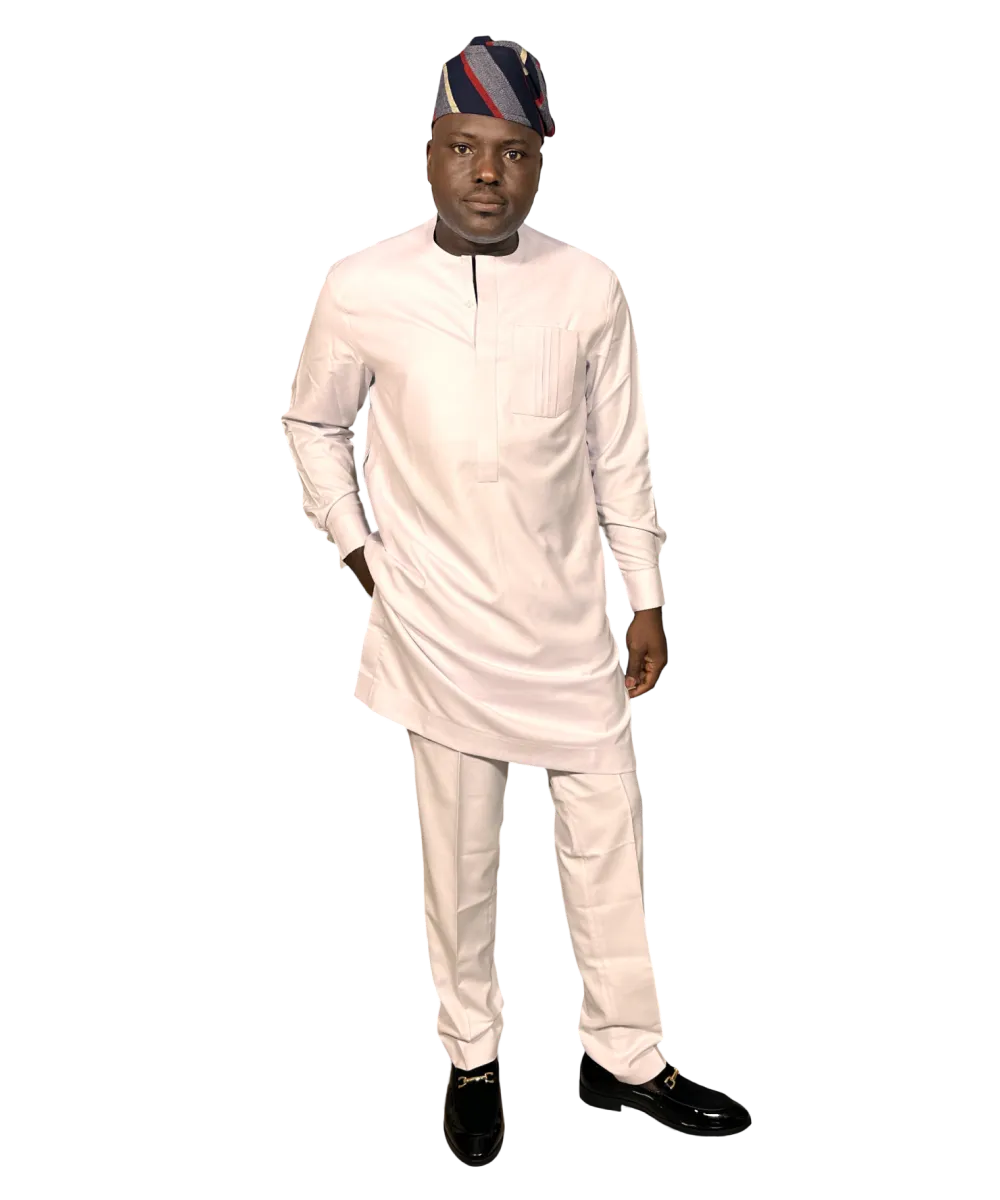YEMI Men’s African Senator Wear – Classic White Elegant Traditional Outfit | MP Collections