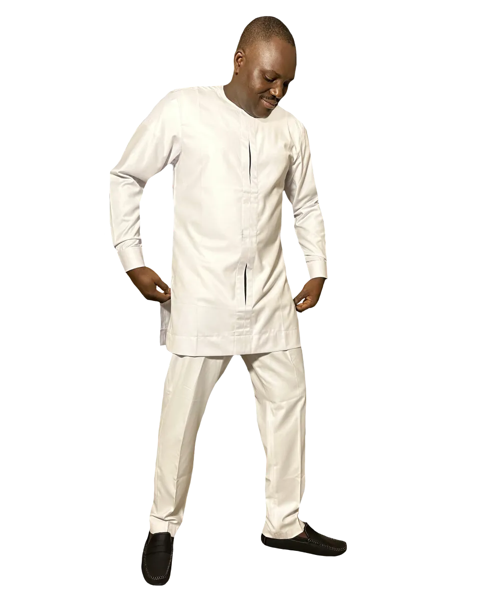 Classic White Embroidered Kaftan Set | MP Collection - Alternative
